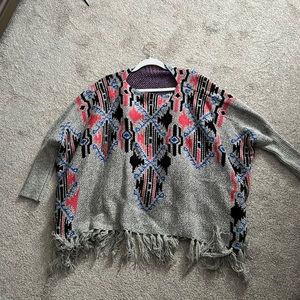 VICI cute fringe poncho sweater!